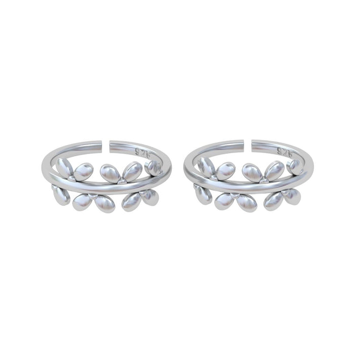 Pure 92.5 Silver Leaf Design Toe Rings