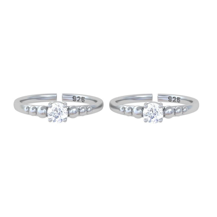 Pure 92.5 Silver Solitaire Zircon Toe Rings