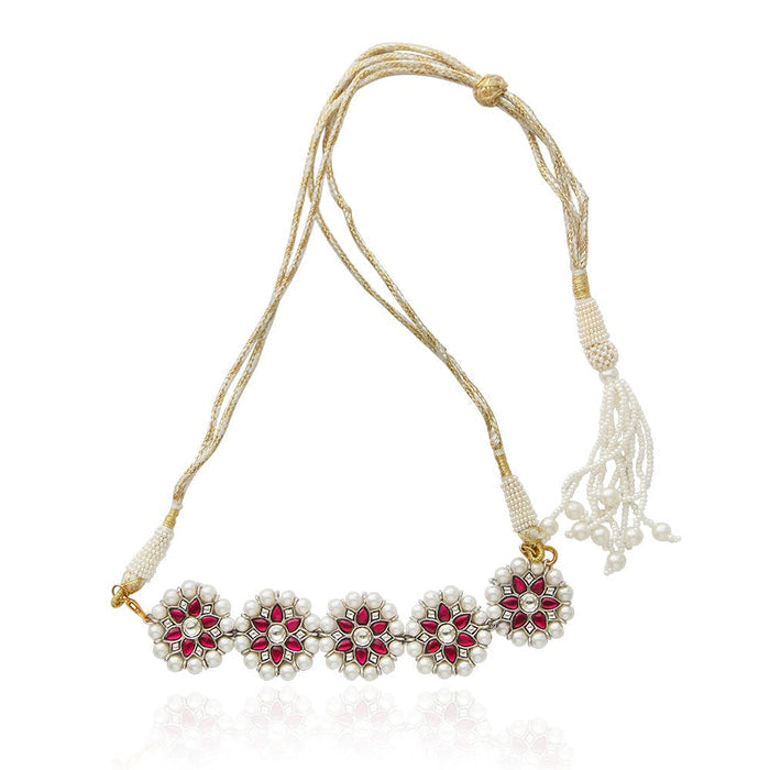 Red Kundan with Pearl Gold Plated Silver Choker Set Necklaces Choker - By Unniyarcha - Original Manufacturers of Silver Jewelry, Gold Plated Jewellery, Fashion Jewellery and Personalized Soul Bands and Personalized Jewelry