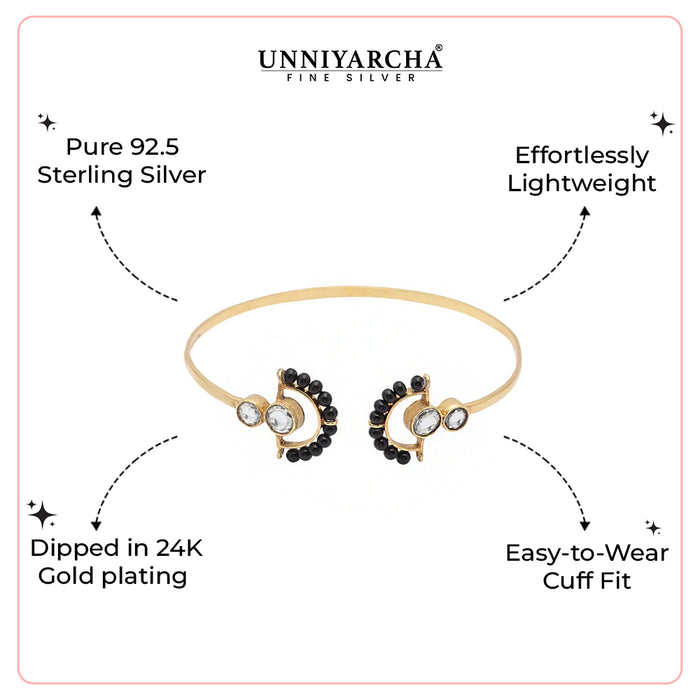 Rococo black bead mangalsutra cuff