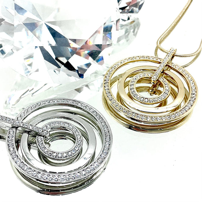 Round Three-Layer Crystal Pendant Necklace