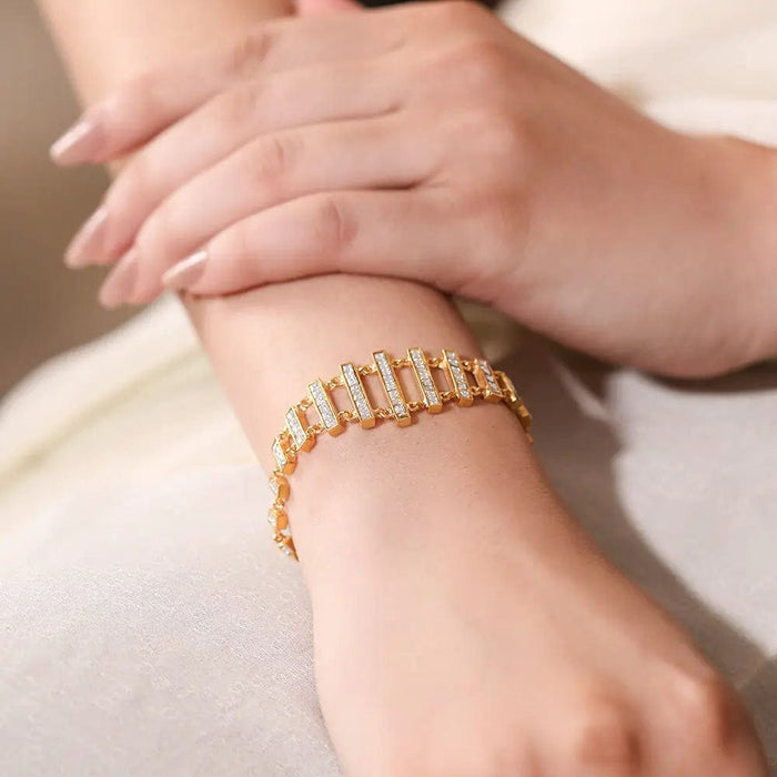 Silver 92.5 Aam Ras Polki Step Bracelet