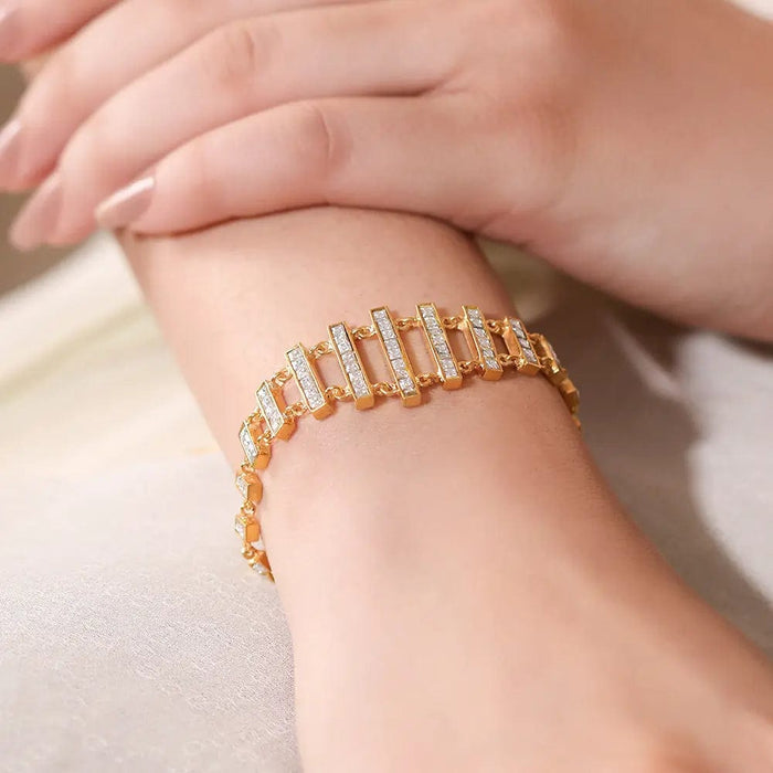 Silver 92.5 Aam Ras Polki Step Bracelet