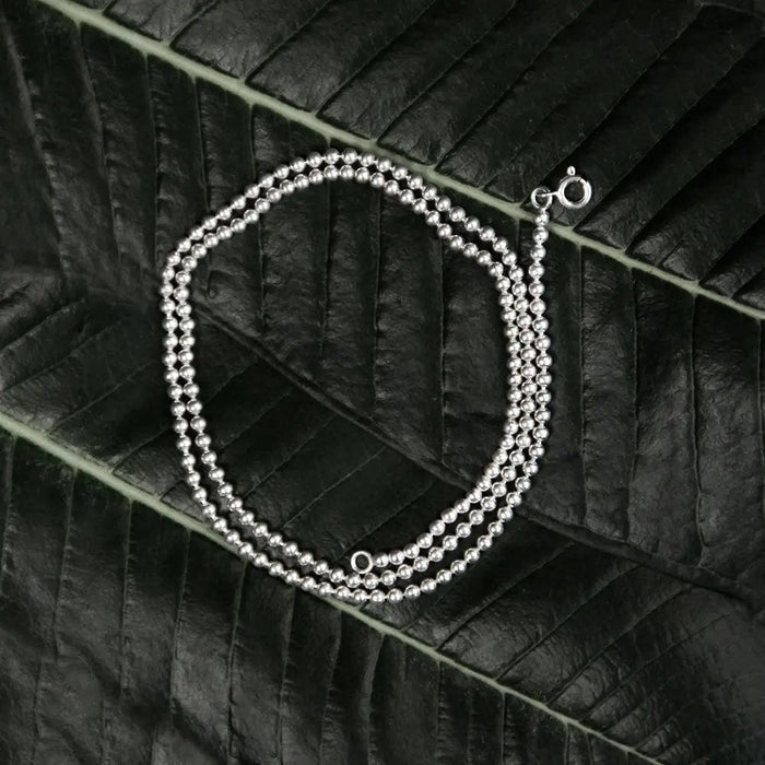 Silver 92.5 Beads Chain For Men