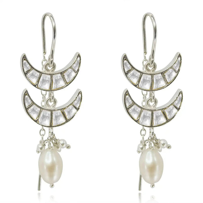 Silver 92.5 Chaand Bali Sui Dhaga Earrings
