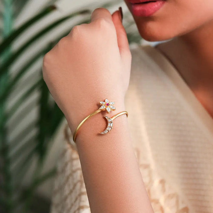 Silver 92.5 Chand And Star Cuff