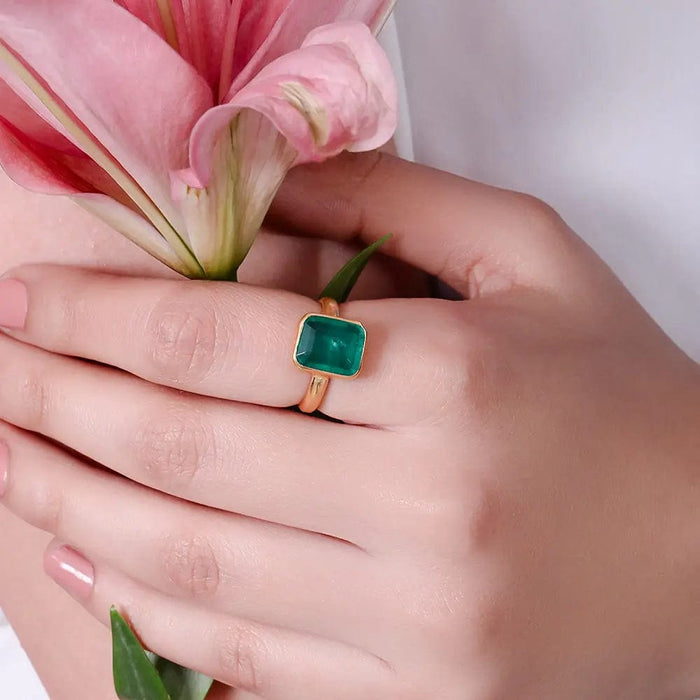 SILVER 92.5 green sparkling RING