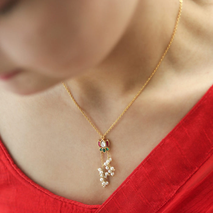 Silver 925 Gulmohar Pearl Necklace