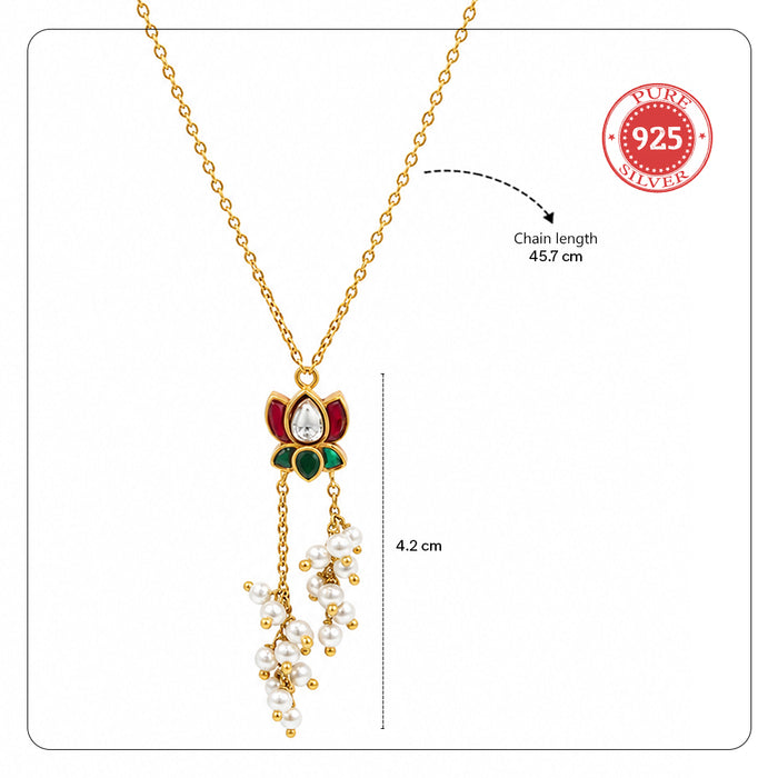 Silver 925 Gulmohar Pearl Necklace