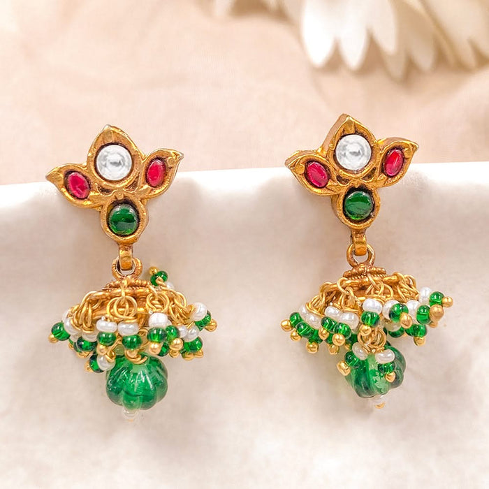 Silver 925 Lotus 24 Karat gold plated jhumki Earrings