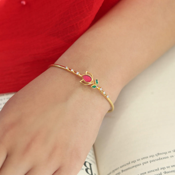 Silver 925 Lotus Cuff Bracelet