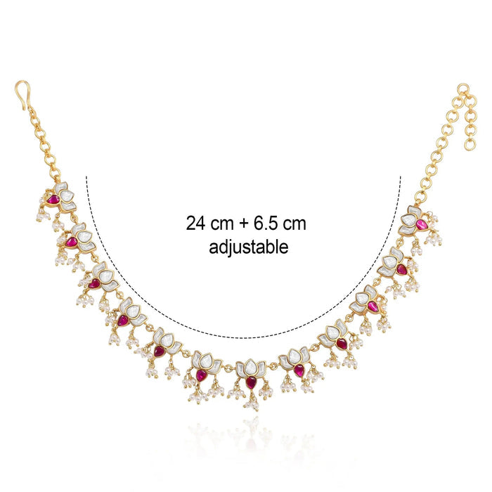 Silver 92.5 Lotus Polki Kundan Necklace