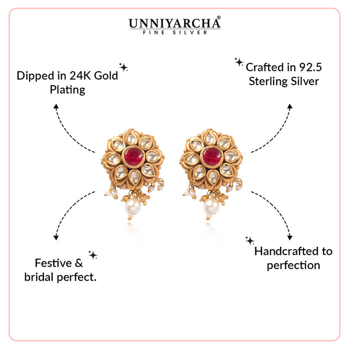Silver 925 Phool Padma Stud Earrings
