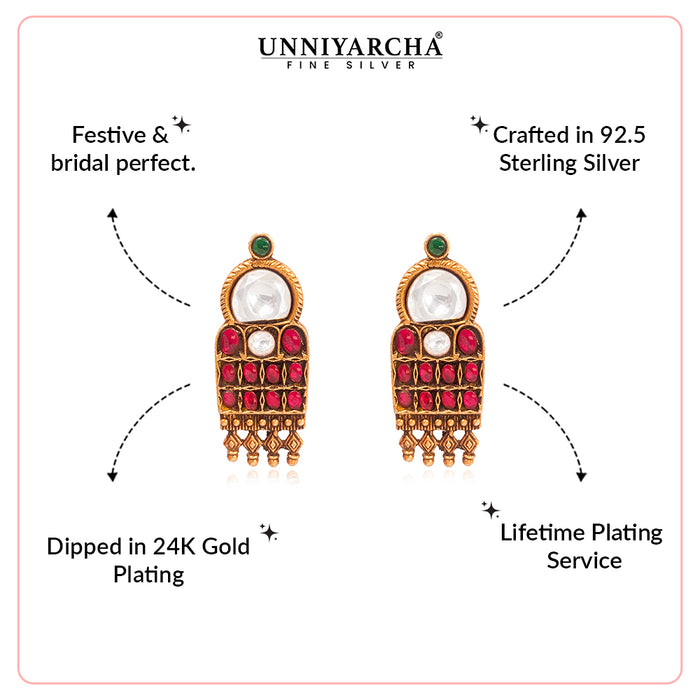 Silver 925 Saubhagya Temple Stud Earrings