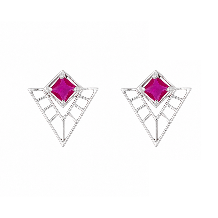 Silver 925 Scarlet Prism Deco Earrings