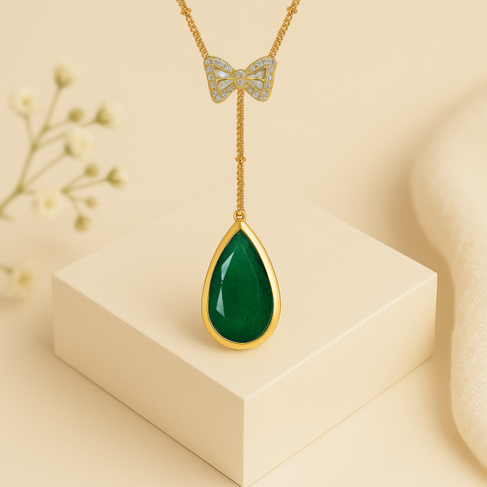 Silver Bow Drop Necklace