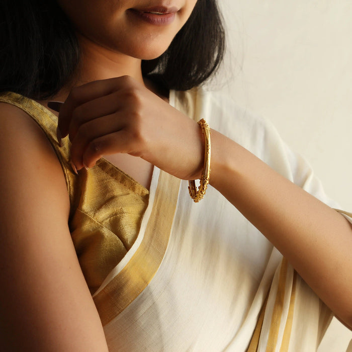 Silver Classic Gold Plated Bangle(Single)