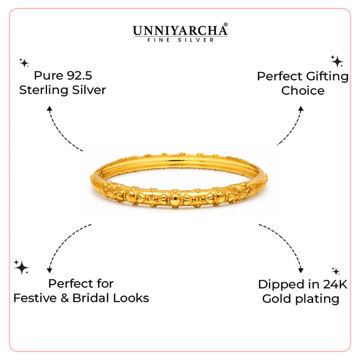 Silver Classic Gold Plated Bangle(Single)