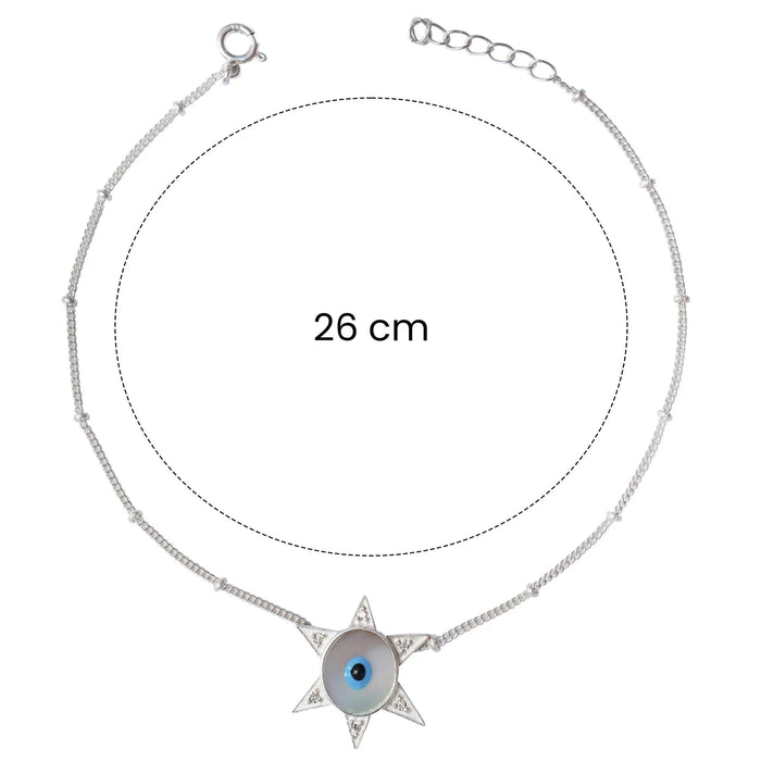 Silver Evil Eye Star Anklet Set