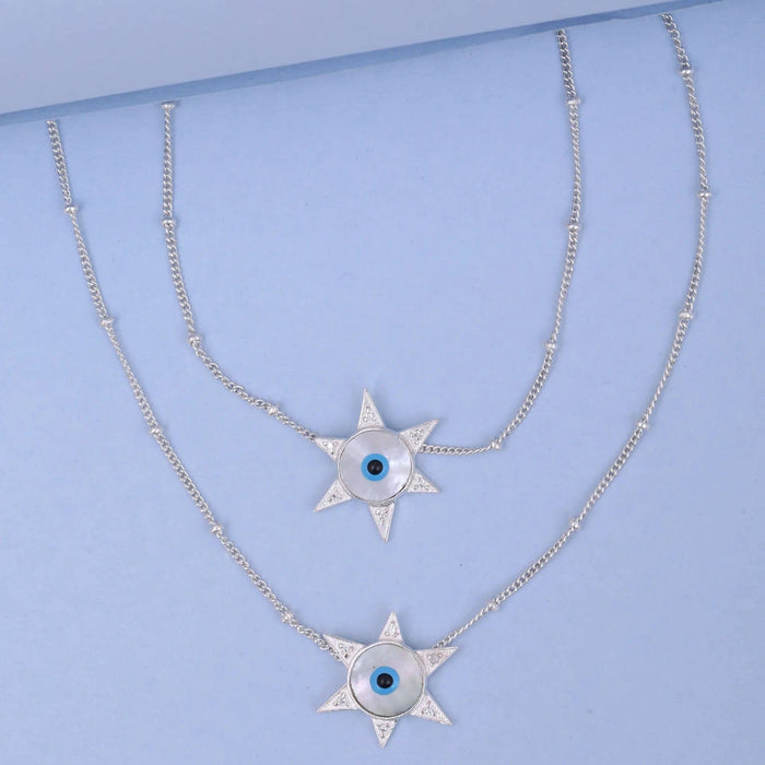 Silver Evil Eye Star Anklet
