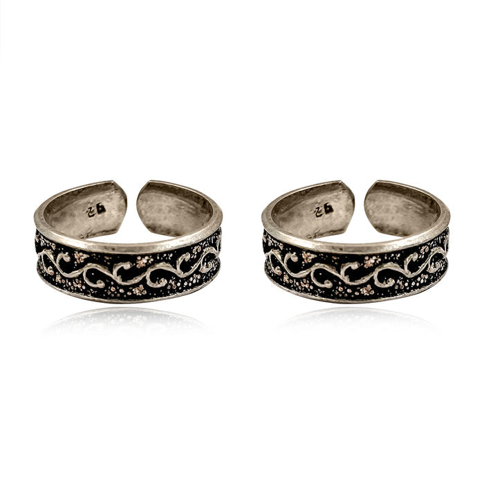 Silver Floral Charm Toe Rings