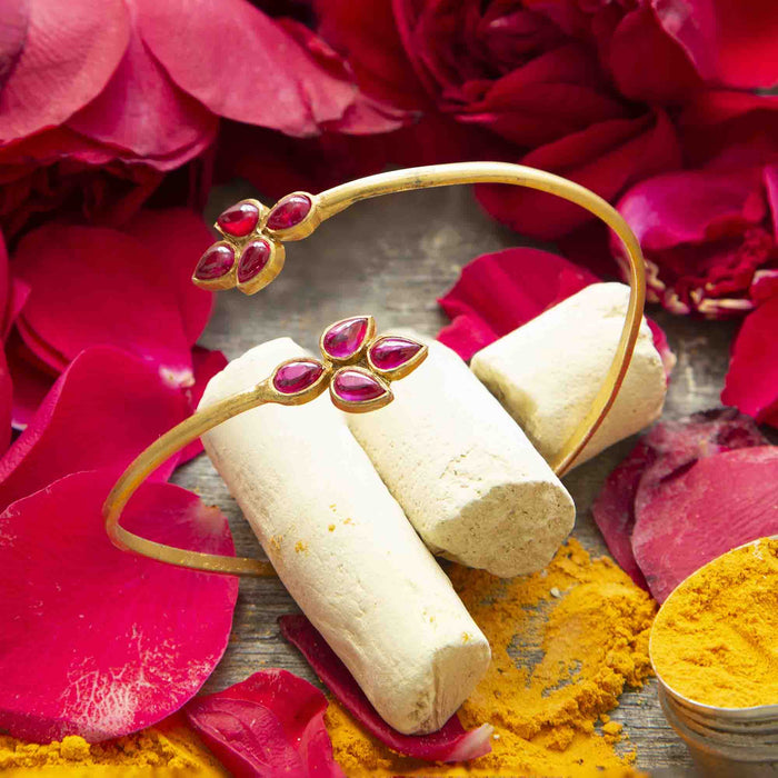 Silver Gold Plated Red Pota Bangle