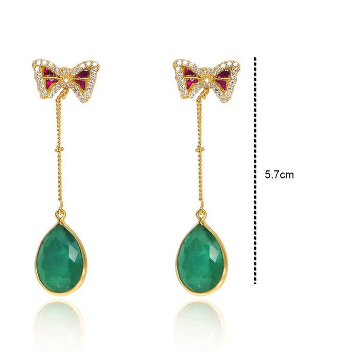 Silver Green Dangling Earring