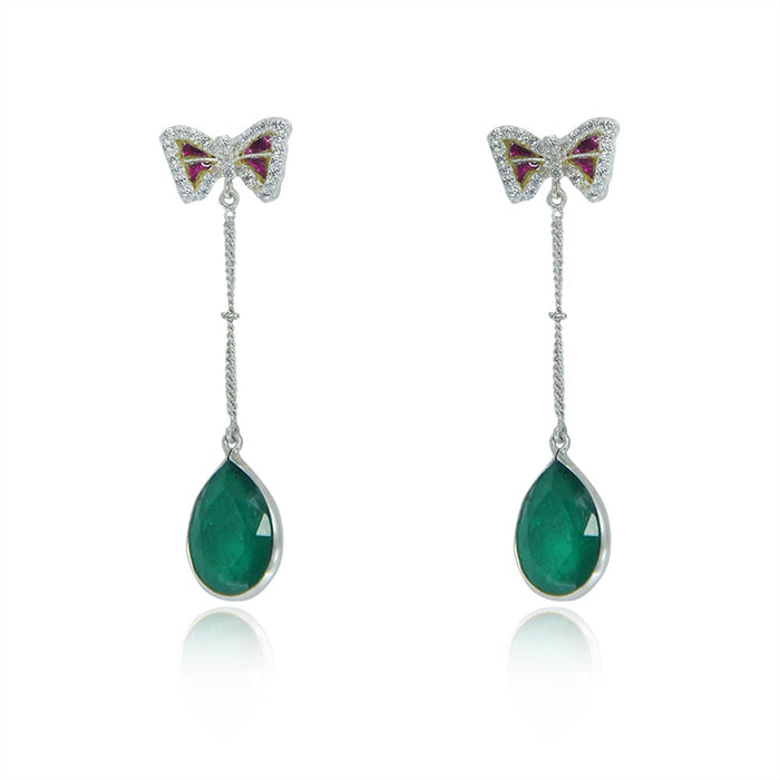Silver Green Dangling Earring