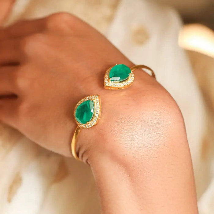 Silver Green Pear Cuff