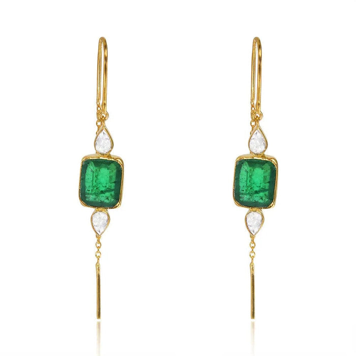 Silver Green Sui Dhaga Earring