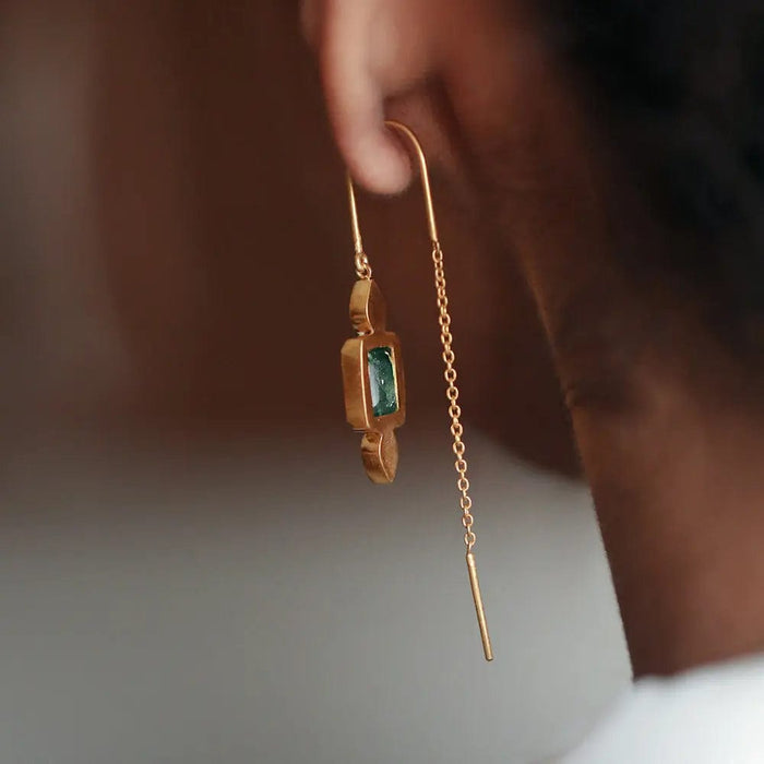 Silver Green Sui Dhaga Earring