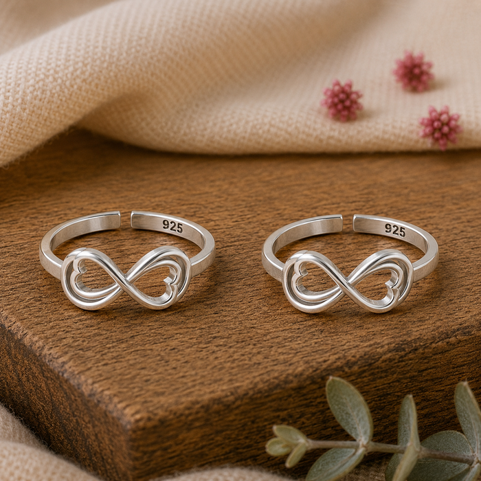 Silver Heart Toe rings