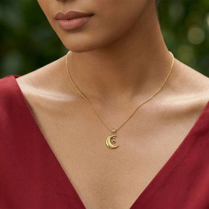 Silver Indigo Moon Necklace