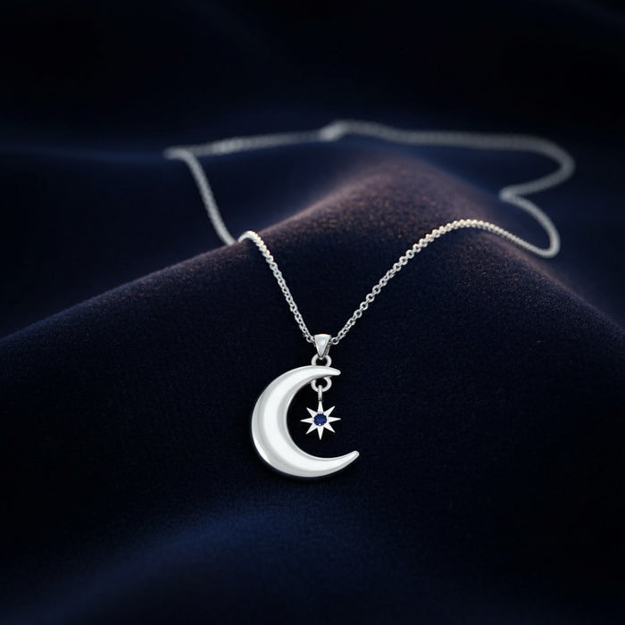 Silver Indigo Moon Necklace