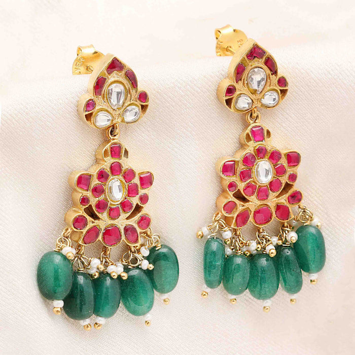 Silver Kundan Dangling Earrings