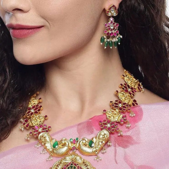 Silver Kundan Dangling Earrings