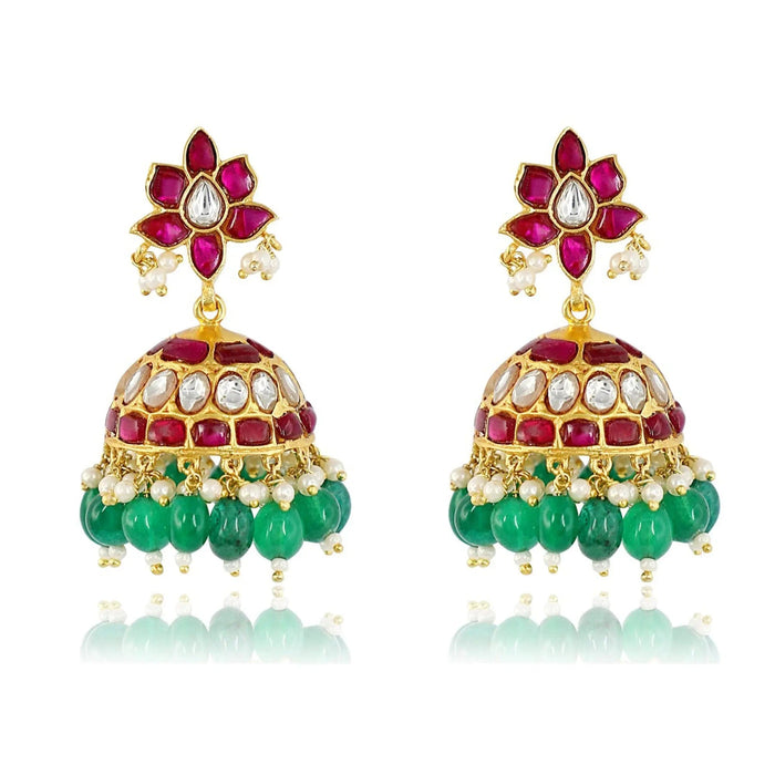 Silver Kundan Jhumka