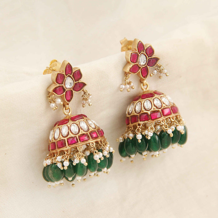 Silver Kundan Jhumka