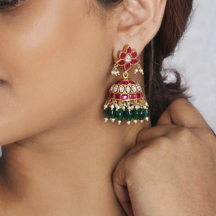 Silver Kundan Jhumka