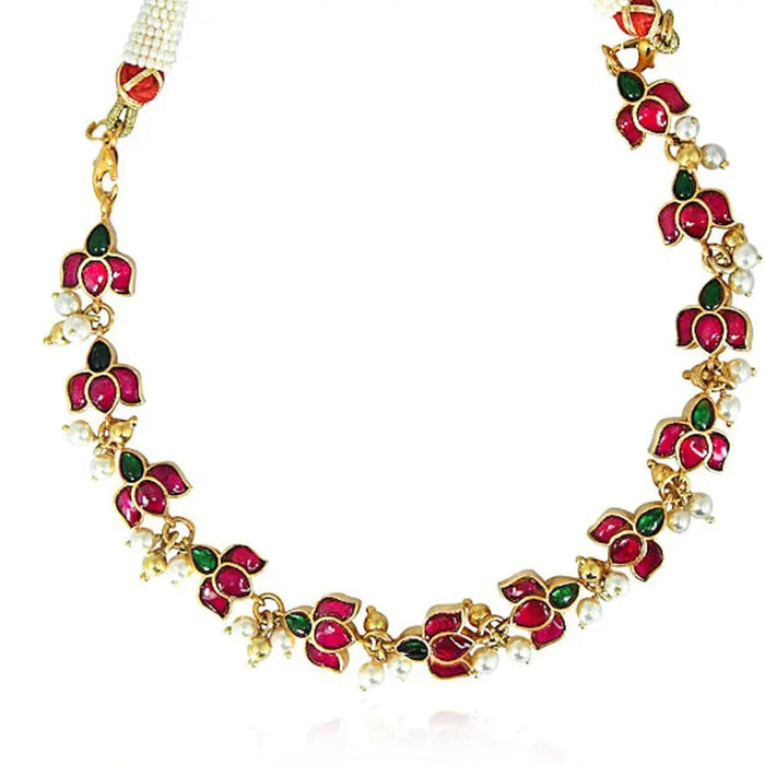 Silver Kundan Lotus Choker