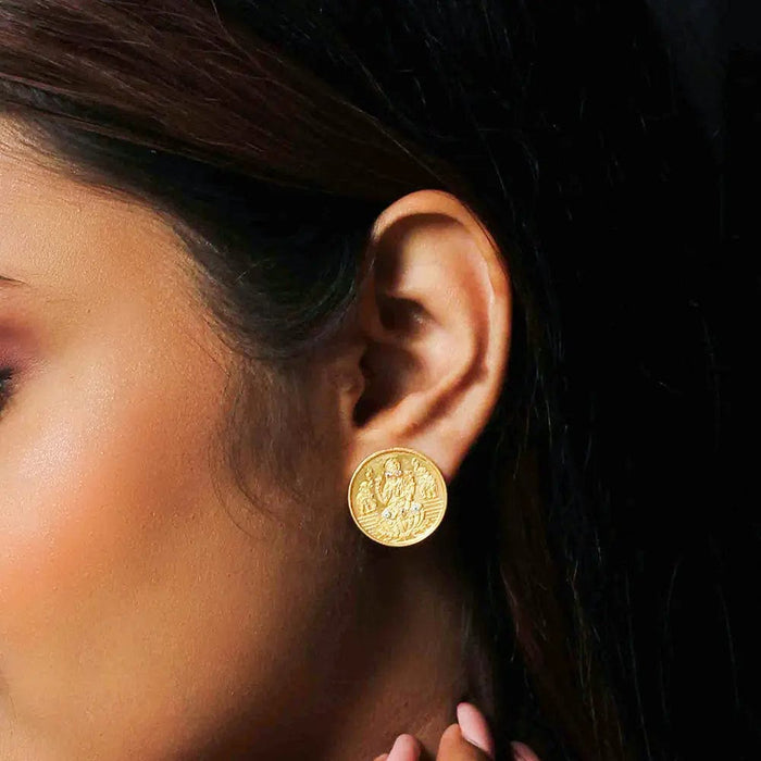 Silver Lakshmi Coin Earring