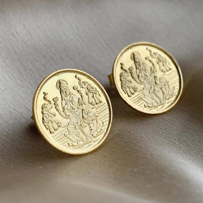 Silver Lakshmi Coin Earring