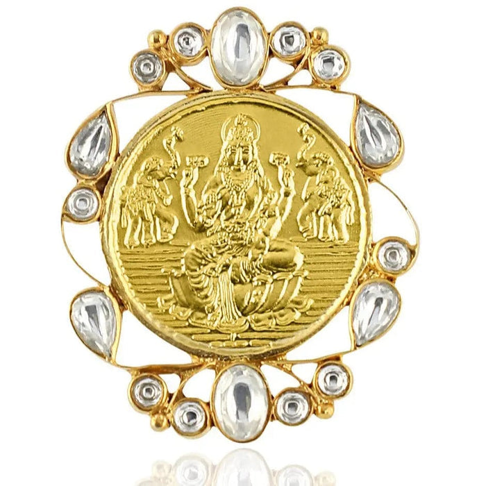 Silver Lakshmi Kundan Ring