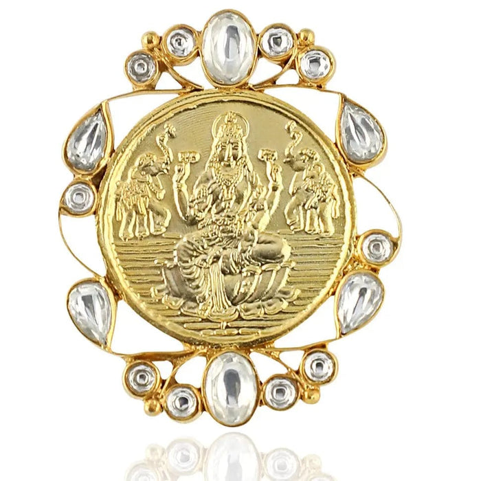 Silver Lakshmi Kundan Ring