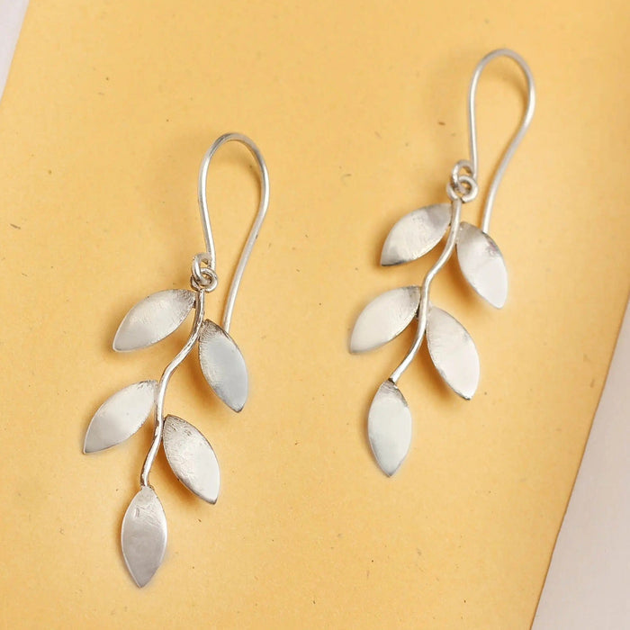 Silver Leaflets Earring