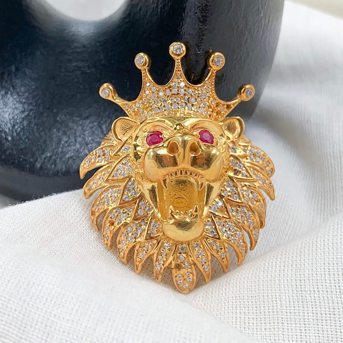 Silver Lion King Brooch