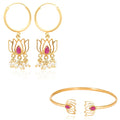 Silver Lotus Bangle And Earring Set