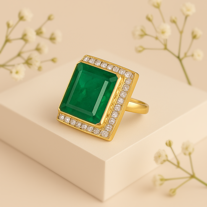 Silver Majestic Green Ring