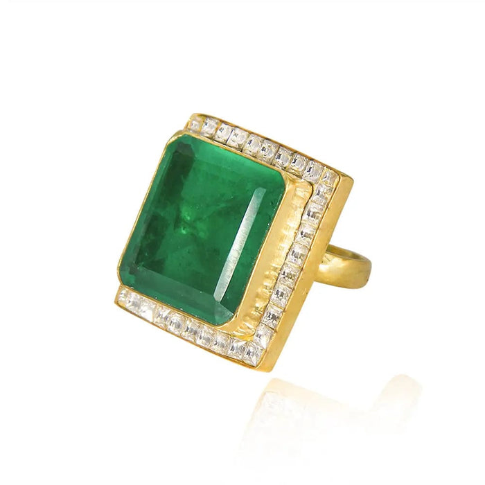 Silver Majestic Green Ring