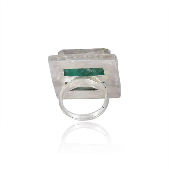 Silver Majestic Green Ring